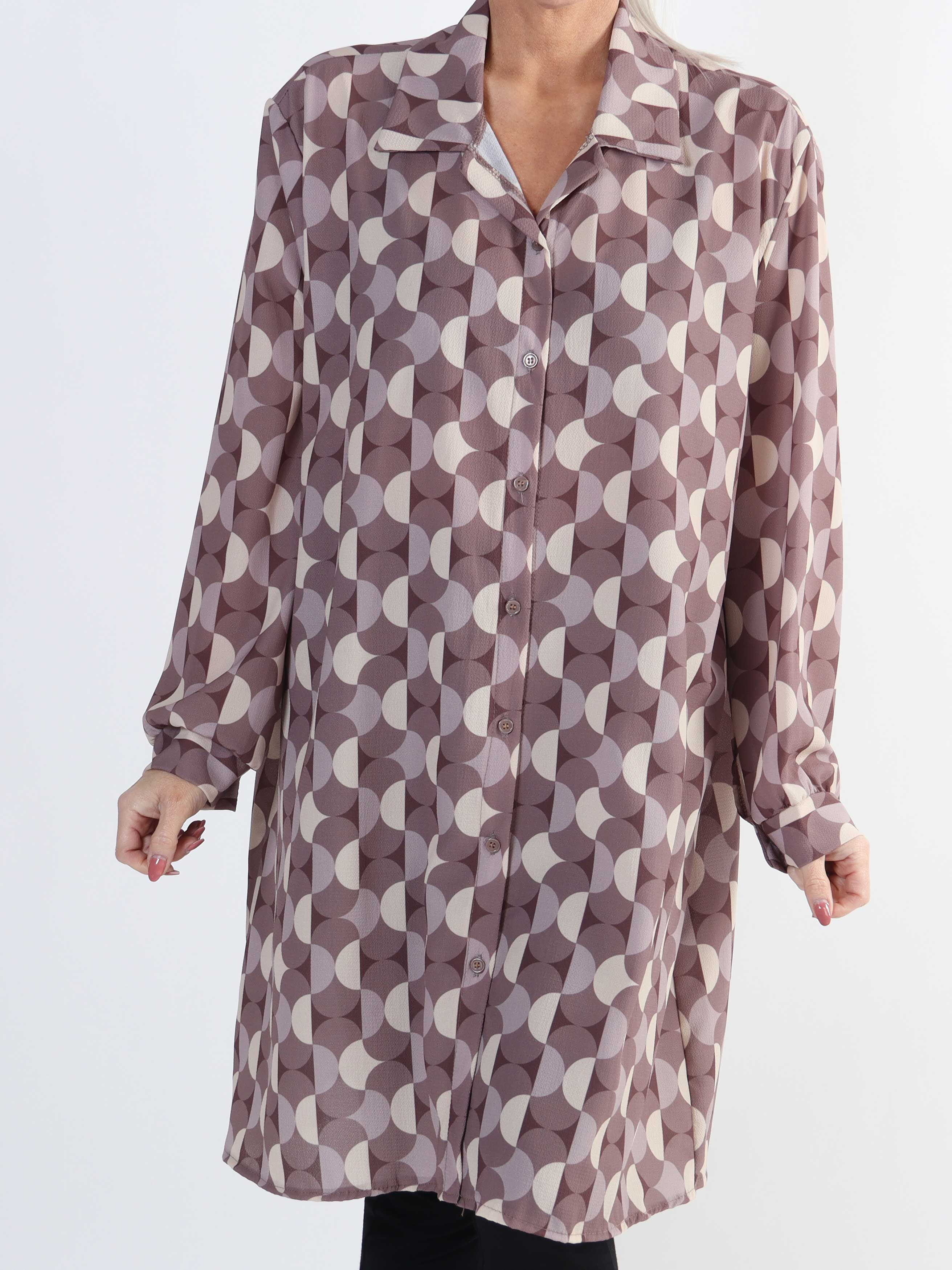 Abigail Pattern - Mønstret plus size skjortekjole